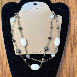 Artisan Cream and Brown Beaded Necklace